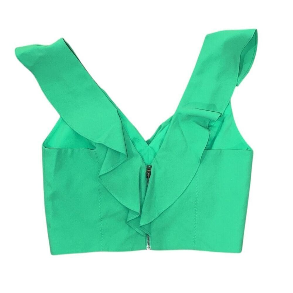Alice + Olivia Pria Cropped V-Neck Ruffle Top - Picture 4 of 5
